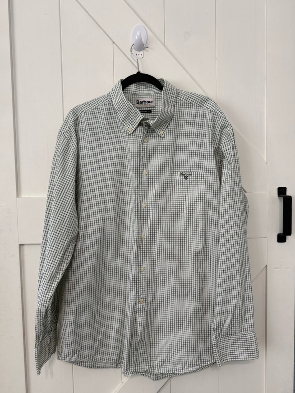 Barbour Men's Green Cotton Long Sleeve Regular Fit Shirt XL